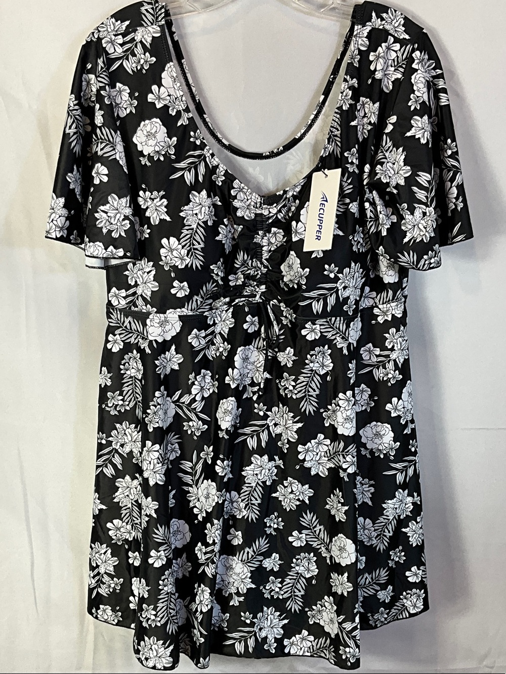 Ecupper Padded Short Sleeve Floral Swim Dress With Shorts Size 3XL - Picture 2 of 8
